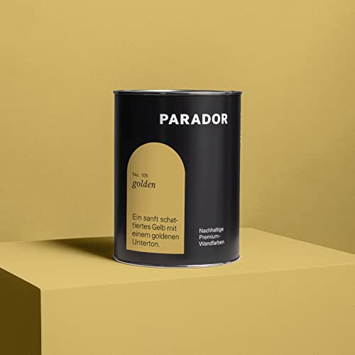 PARADOR Wandfarbe Golden gold senfgelb 2,5 L - nachhaltige Premium Innenfarbe matt - hohe Deckkraft tropffest spritzfest ergiebig schnelltrocknend geruchsneutral vegan von PARADOR