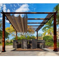 Paragon Outdoor Almuiminium Pergola Florida Pavillon mit ausziehbarem Sonnensegel holzoptik cocoa 350 x 350 x 235 cm (L x B x H) von PARAGON OUTDOOR