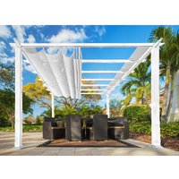 Almuiminium Pergola Florenz Pavillon mit ausziehbarem Sonnensegel weiß 350 x 505 x 236 cm (l x b x h) - Paragon Outdoor von PARAGON OUTDOOR