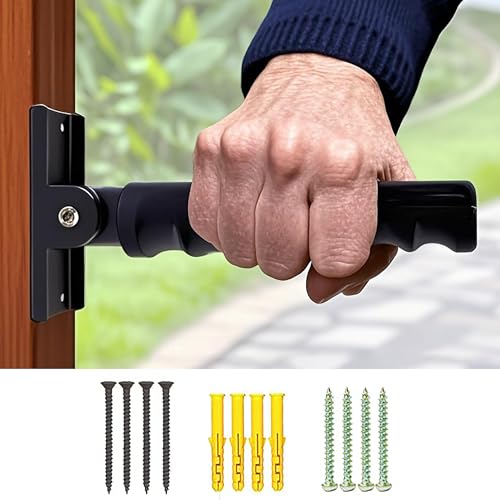 9,06 Zoll Tür/Treppe Klapphandlauf, Safety Assist Anti-Rutsch-Griff für Senioren, Senioren, Behinderte und Verletzte, Schwarz 1 Packung von PARAS KORS