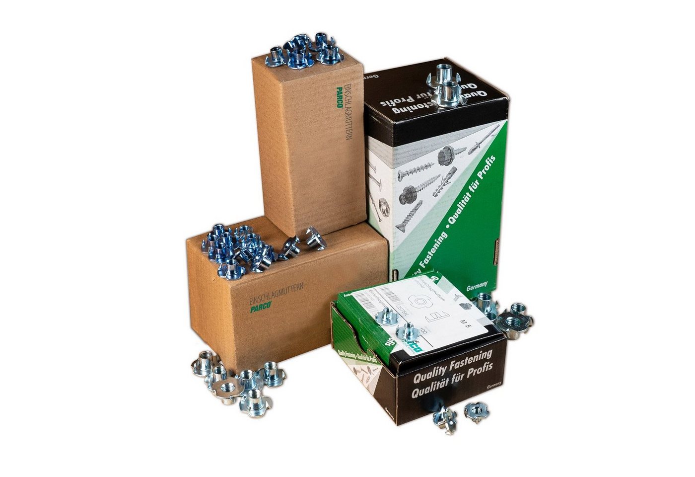 PARCO Einschlagmutter Einschlagmuttern Sortiment M5-M10 400-teilig, (Kräftige Zacken), Verzinkter Stahl, Optimale Passform von PARCO