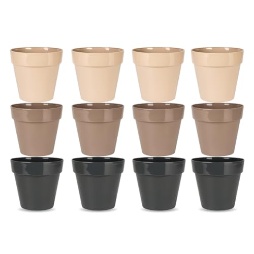PARENCE - 12er Set Blumentöpfe und Stecklinge - Farbmix - Ideal für kleine Pflanzen, Stecklinge oder aromatische Kräuter - Robuster PP-Topf - Indoor oder Outdoor von PARENCE