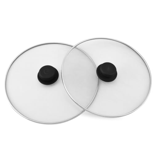 PARENCE - 2 Stück Pfannendeckel aus Edelstahl, Spritzschutz, 29 cm, Pfannendeckel für Pfannen aus Stahlgeflecht, spritzwassergeschützt (Typ Dampfsieb), Silber von PARENCE