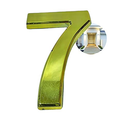 PARENCE - 3D Hausnummer - 10 cm - Premium Kunststoff gebürstet - glänzender Goldeffekt - extra stark - Türnummer Straße, Haus (7, Gold) von PARENCE