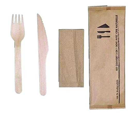 PARENCE - 50 Pieces 100% Biodegradable Disposable Wooden Cutlery Sets - Compostable, Eco-Friendly - Party, Evening Events (3 in 1) von PARENCE