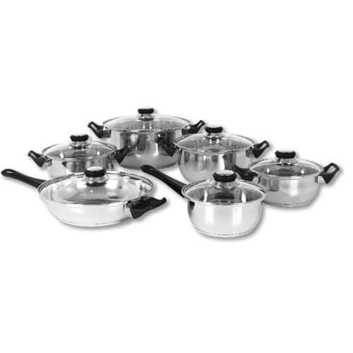 PARENCE.- 12-teiliges Kochgeschirr-Set aus Edelstahl | Glastöpfe, Pfannen, Deckel | Alle Brenner inklusive Induktion - Komplettset Pfanne & Pfanne - Hochwertige Materialien von PARENCE