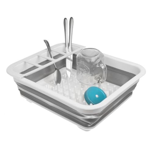 PARENCE.- Faltbarer Geschirrkorb mit Mehreren Fächern - Geschirr- und Besteckhalter aus Silikon, PP und TPR - Vielseitig, praktisch, langlebig - 36x31cm, Gris Blanc von PARENCE