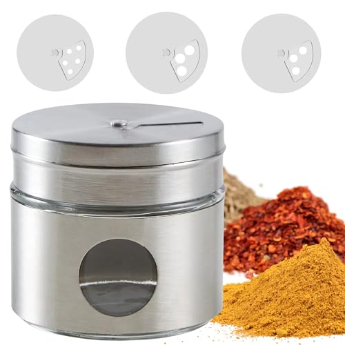 PARENCE.- Gewürzspender aus Edelstahl - Multifunktionsglas mit verschiedenen Löchern für Salz, Pfeffer, Curry, Schnittlauch - 6 x 5 x 5 cm von PARENCE