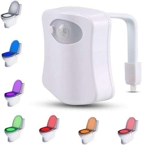 PARENCE.- LED-Beleuchtung für Toiletten/Bewegungsmelder, Beleuchtung für WC und Bad/Nachtlicht mit 8 verschiedenen Farben, Kunststoff, weiß von PARENCE