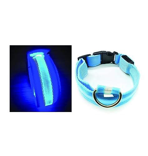 PARENCE.- Leuchthalsband für Hundegröße L, 3 Beleuchtungsmodi/LED-Halsband für Tiere mit Befestigungsschnalle und Clip-On-Verschluss - 55cm, blau von PARENCE