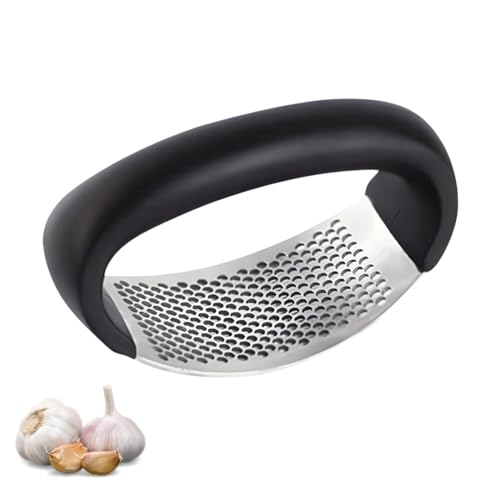 PARENCE.- Multifunktionale Knoblauchpresse aus Edelstahl - Kleine kompakte Knoblauchmühle mit ergonomischem Griff - 10,5x5cm, schwarz von PARENCE