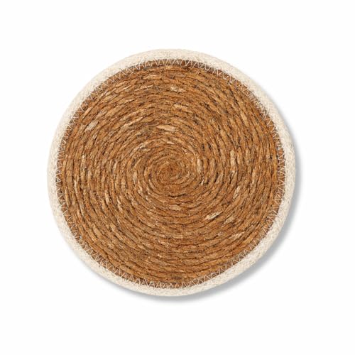PARENCE.- Runder Seegras-Untersetzer Ø20 cm mit weißem Rand – Natürliches und rustikales Tischset – Hitzebeständiges Küchenzubehör von PARENCE