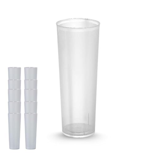 PARENCE.- Set mit 10 wiederverwendbaren Tubenbechern 33cl – BPA-freie PP-Hartbecher | Geschirrspüler |Bruchfeste zylindrische Gläser für Getränke von PARENCE