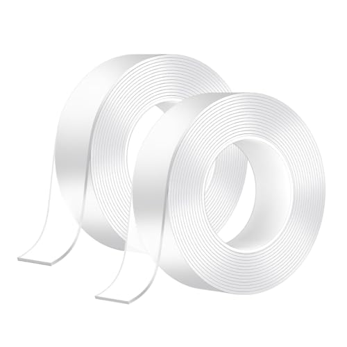 PARENCE.- Set mit 2 doppelseitigen Nano-Klebebändern - 6 Meter - extrem widerstandsfähiges und wiederverwendbares transparentes Klebeband - starke Befestigung ohne Spuren - 2 Stück 3M x 3,5CM von PARENCE