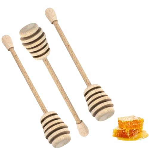 PARENCE.- Set mit 3 Honiglöffeln aus Holz – Natürlicher Honigstab mit Rillen | Honig, Sirup, Karamell Dosierungs- und Servierzubehör | 3 Zimmer von PARENCE