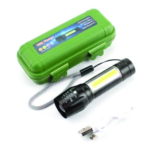 PARENCE.- Wiederaufladbare USB-Taschenlampe / 3 Lichtmodi: Normal-Stroboskopseite/Aluminiumlegierung - Leistungsstarke Lampe mit Lanyard, Transportbox, Täglich, Arbeit von PARENCE