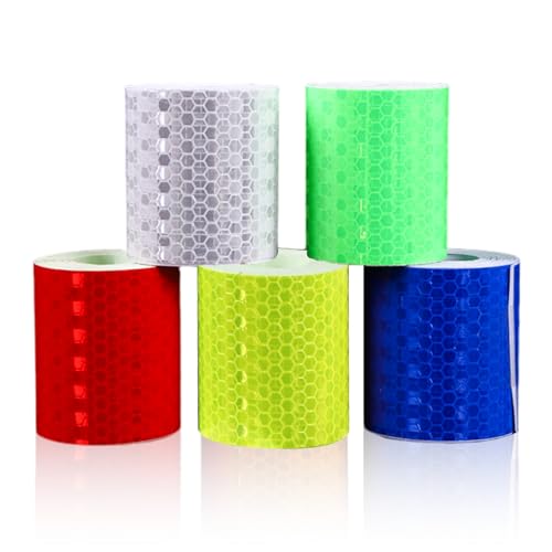 PARFCO Reflektorband Selbstklebend, 5 Stück Reflektierendes Klebeband, 5 x 300 cm Farbe Reflektierende Aufkleber, für Fahrräder, Motorräder, Kleidung von PARFCO
