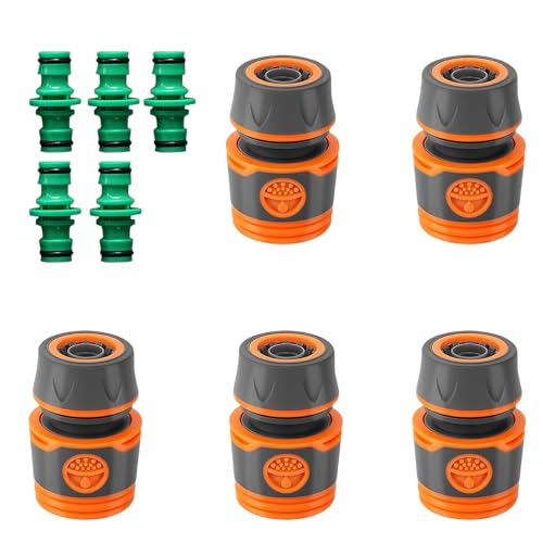 PARFCO Schlauchanschluss, 10 Stück Wasserschlauch Verbinder, 1/2 Zoll Gartenschlauch Verbindungsstück, Orange-Grau und Grün, Gartenschlauch Anschluss, für Gartenbewässerung, Autowäsche und Haushalt von PARFCO