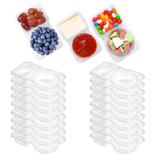 PARFCO Snack Container, 20 Stück Zweikammer GewüRzbehäLter, Tragbar Snackbox Klein, Wiederverwendbar, Aufbewahrungsdosen mit Deckel, für Haushalt, Picknick oder Camping von PARFCO