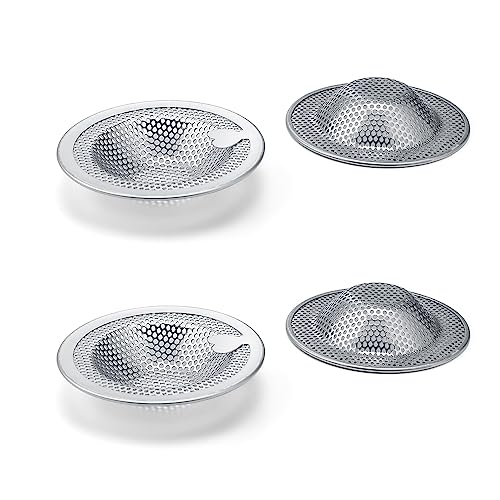 Sieb Spülbecken, PARFCO 4 Stücke Edelstahl Waschbecken Sieb, 7.6 × 1.5 cm Abflusssieb Küchenspüle mit Herzförmigem Griff, Kitchen Sink Strainer für Balkon, Badezimmer von PARFCO