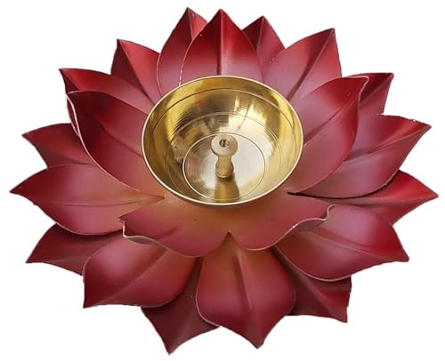 PARIJAT HANDICRAFT Messing Lotus Kuber Diya für Puja Home Decor Messing Diya Deepak Öllampe kleine Lotus Kamal Form für Zuhause Tempel Puja Artikel Dekor Geschenke Giting (15,2 cm) von PARIJAT HANDICRAFT