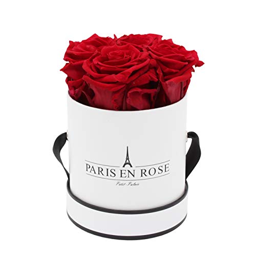 PARIS EN ROSE Rosenbox | mit 4 bordeaux-roten Infinity Rosen Größe XL | konservierte ewige Rose | runde Weiß-Schwarze Box |3 Jahre haltbar | Grußkarte PARIS EN ROSE Rosenbox | mit 4 bordeaux-roten Infinity Rosen Größe XL | konservierte ewige Rose | runde Weiß-Schwarze Box |3 Jahre haltbar | Grußkarte von PARIS EN ROSE