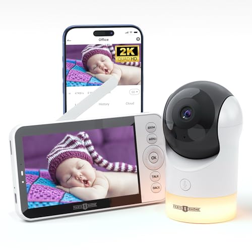 PARIS RHÔNE Babyphone mit Kamera und App, 2K HD 5 Zoll WiFi Baby Monitor, Nachtlicht, Schlaflieder, Weinen/Bewegungs/Geräuscherkennung, Temperatur und Feuchtigkeitsmessung von PARIS RHÔNE