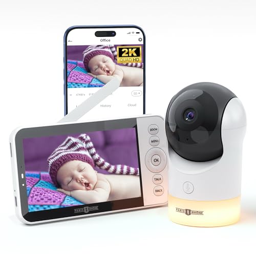 PARIS RHÔNE Babyphone mit Kamera und App, 2K HD 5 Zoll WLAN Babyfone, PTZ 355° AI-Tracking, RBG Nachtlicht, Schlaflieder, Schrei-/Bewegungserkennung, Temperatur und Feuchtigkeitsmessung von PARIS RHÔNE