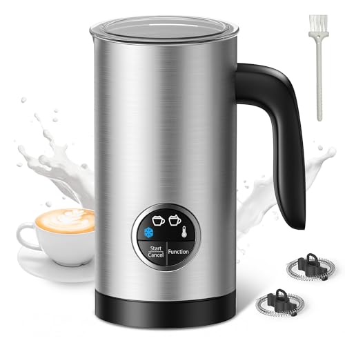 PARIS RHÔNE Milchaufschäumer, 300ml Elektrischer 4-in-1-Milchaufschäumer für Heißer und Kalter Milchschaum, Warme Milch,Silber von PARIS RHÔNE