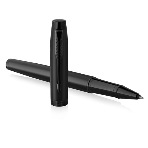 Parker IM Rollerball Tintenroller | Mattschwarz mit schwarzen Zierteilen | Feine Schreibspitze mit schwarzer Nachfüllmine | Geschenkbox von PARKER