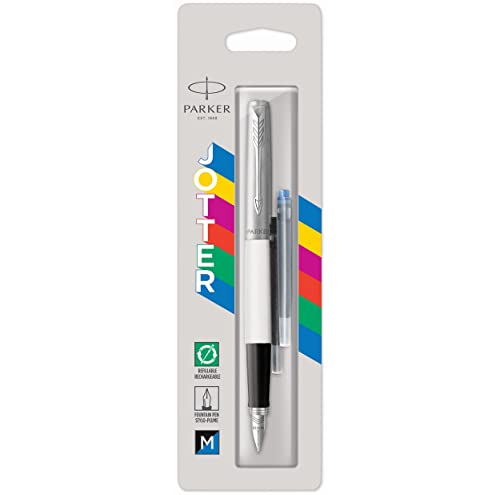 Parker Jotter Originals Füller | Klassisches Weiß | Füllfederhalter mit mittlerer Feder | blaue Tinte von PARKER