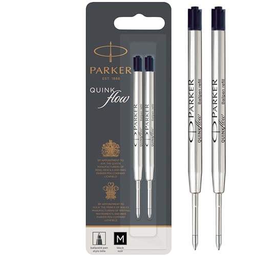 Parker Kugelschreiberminen | mittlere Spitze | schwarze QUINKflow Tinte | 2 Ersatzminen für Kugelschreiber | Schulsachen von PARKER