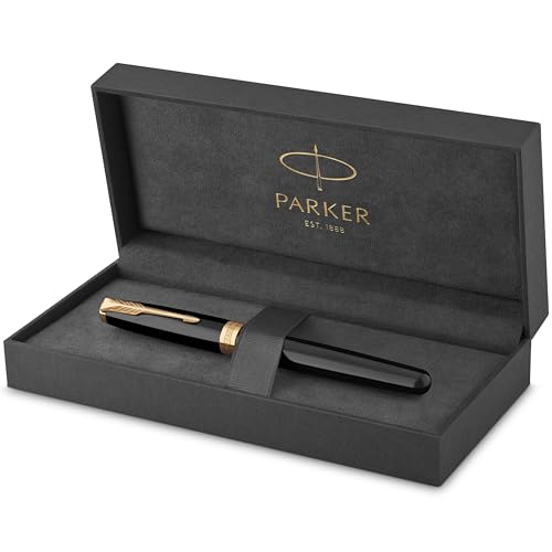 Parker Sonnet Füller | Schwarze Lackierung mit Goldzierteilen | Füllfederhalter mit mittlerer Feder | Geschenkbox Parker Sonnet Füller | Schwarze Lackierung mit Goldzierteilen | Füllfederhalter mit mittlerer Feder | Geschenkbox von PARKER