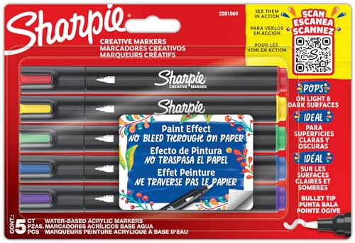 Sharpie Creative Marker Acryl-Farbstifte | Wasserbasierte Farbmarker mit Pinselspitze | Schulsachen | gemischte Farben | 5 Stück Sharpie Creative Marker Acryl-Farbstifte | Wasserbasierte Farbmarker mit Pinselspitze | Schulsachen | gemischte Farben | 5 Stück von PARKER