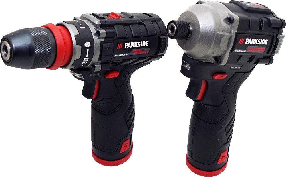 PARKSIDE PERFORMANCE® Akku-Bohrschrauber 12V Akku Bohrschrauber + 1/4" Schlagschrauber inkl. 2 Akkus, 12 V, Mit 2 Akkus – mit Ladegerät von PARKSIDE PERFORMANCE®