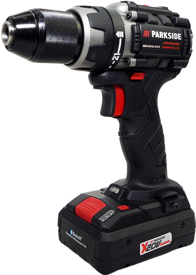 PARKSIDE PERFORMANCE® Akku-Bohrschrauber 20V Akku Bohrschrauber Akkuschrauber PABSP 20 (inkl. 4Ah Smart Akku), 20 V, Kompaktes Gehäuse mit ergonomischer Softgrip-Ausstattung von PARKSIDE PERFORMANCE®