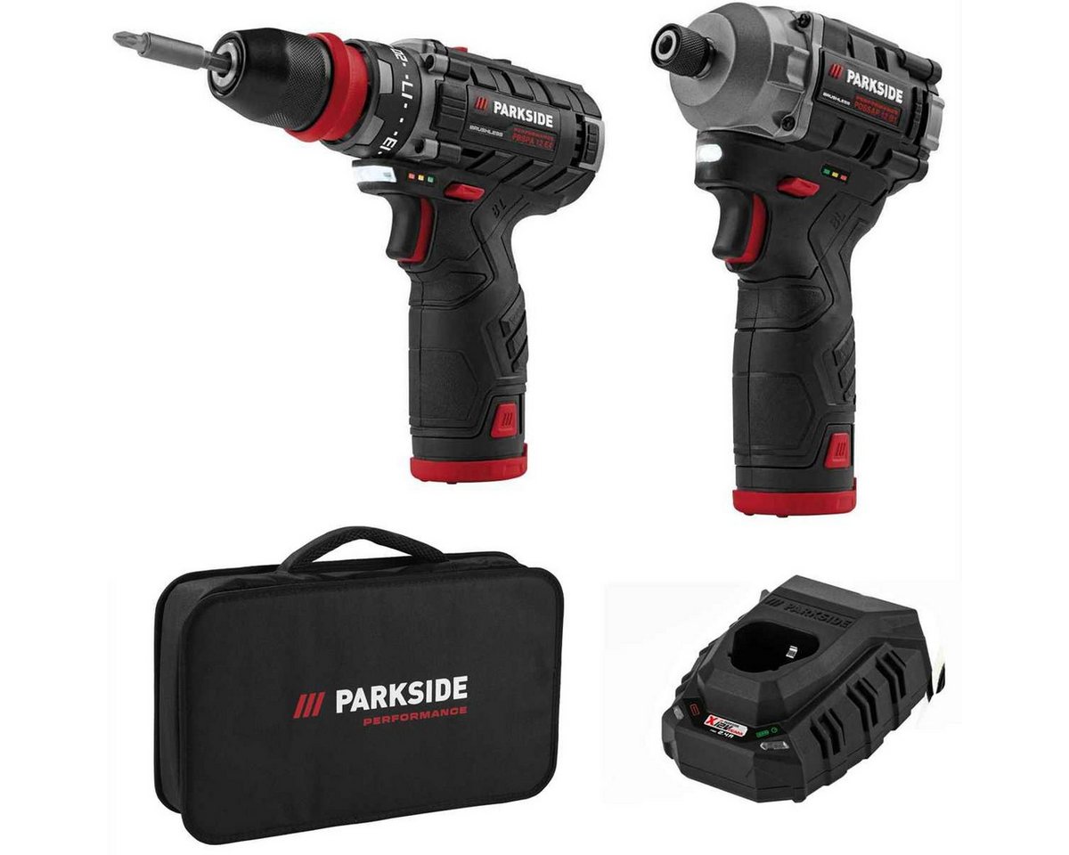 PARKSIDE PERFORMANCE® Akku-Drehschlagschrauber 12V Bohrschrauber PBSPA + Schlagschrauber PDSSAP + 2x Akku 2 Ah von PARKSIDE PERFORMANCE®