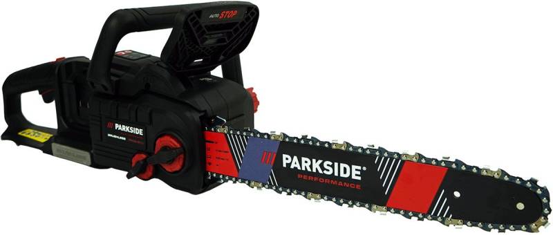 PARKSIDE PERFORMANCE® Akku-Kettensäge 40V Akku Kettensäge PPKSA 40-Li B2 (ohne Akkus), 45,5 cm Schwertlänge, 2-Hand-Schutzschalter mit Ketten-Sofortstopp (0,12 Sek) von PARKSIDE PERFORMANCE®