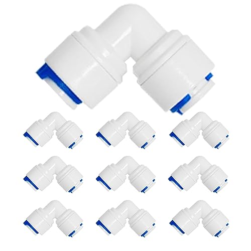 10 Pcs RO Wasserfilter Fitting,Ellenbogen Schnelle Steckverbindung, für 1/4 Zoll (6.5mm) Schlauch, Kühlschrankschlauch, Wasserschlauch von PAROAD