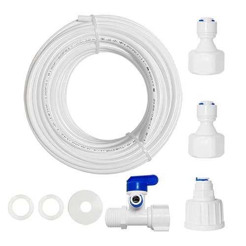 PAROAD 5 Meter Universal Anschluss-Set, 1/4 Zoll Schlauch für Wasserfilter,Eismaschine,Aquarium(3/4 Zoll und 1/2 ZollInnengewinde Hahnanschluss auf 1/4" Steckverbindung,3-Wege Absperrventil） von PAROAD