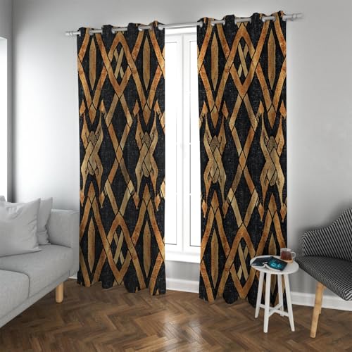 PARREN Abstrakte Verdunkelungsvorhänge im nordischen Stil Unregelmäßige geometrische Karierte Fenstervorhänge für Bauernhaus Schlafzimmer Wohnzimmer Lärmreduzierung W140xL230cm 2 Stück von PARREN