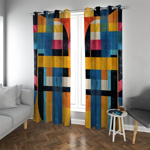 Bunte nordische Verdunkelungsvorhänge für Wohnzimmer Schlafzimmer geometrische Karierte Streifen Vorhänge wärmeisolierte Vorhänge 2 Paneele 132x183cm von PARREN