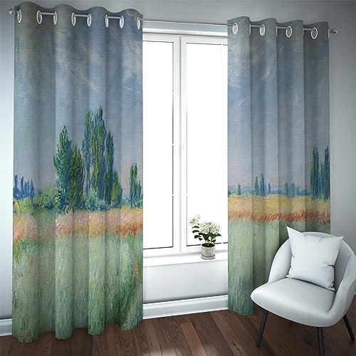 PARREN Claude Monet Stil Luxus Verdunkelungsvorhänge Sommer Natürliche Landschaft Weiche Textur Fensterpaneele für Schlafzimmer Schlafsaal oder Büro 140x230cm von PARREN