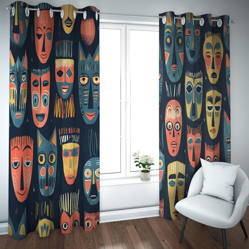 PARREN Halloween-Thema Verdunkelungsvorhänge für Schlafzimmer Wohnzimmer Abstraktes beängstigendes Gesicht Graffiti Tülle wärmeisolierte Fenstervorhänge extra lang W140xL280cm 2 Stück PARREN Halloween-Thema Verdunkelungsvorhänge für Schlafzimmer Wohnzimmer Abstraktes beängstigendes Gesicht Graffiti Tülle wärmeisolierte Fenstervorhänge extra lang W140xL280cm 2 Stück von PARREN