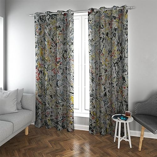 PARREN Jackson Pollock Stil Verdunkelung Fenstervorhang Abstrakte Kunst Fenster Vorhänge Raum Verdunkelung Vorhänge für Wohnzimmer Schlafzimmer 2 Paneele 229x274cm von PARREN