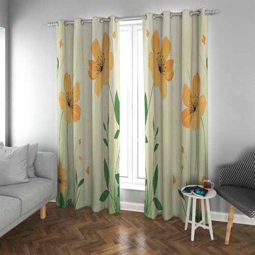 PARREN Moderne Boho Küche Verdunkelungsvorhänge Frühling Blühende Blumen Verdunkelnde Dreapes Dekor Tülle Top Wärmeisolierte Fensterbehandlungen W100xL190cm 2 Stück von PARREN