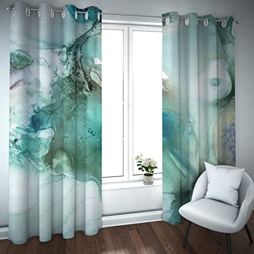PARREN Moderne Boho Maschine waschbar Verdunkelungsvorhang Grün Marmor Textur Extra Lange Sichtschutzvorhänge für Mädchen Schlafzimmer Wohnzimmer Verdunkelung 180x250cm von PARREN