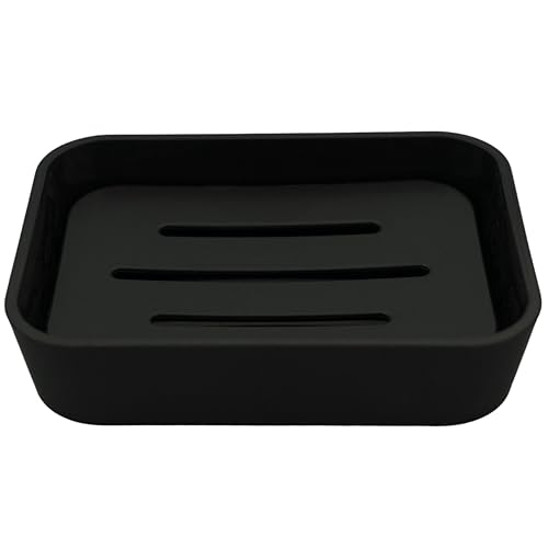 PARSA Beauty Seifenschale schwarz – rutschfeste Seifenablage mit Rubber Finish – stilvolles & Zeitloses Design für Bad, Dusche & Küche – sichere Ablage für Feste Seife in jedem Zuhause von PARSA Beauty