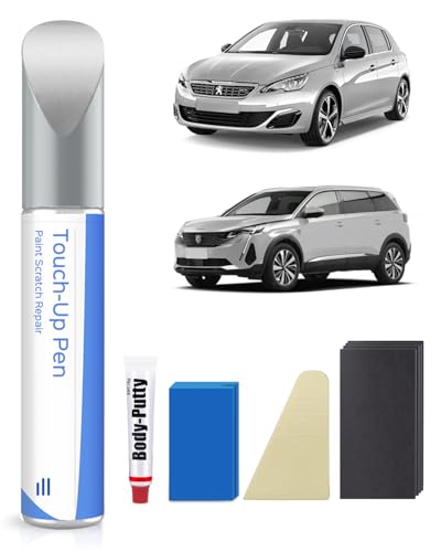 EZRC Gris Aluminium Ausbesserungsfarbe Kit für Peugeot Exakte Übereinstimmung – Ausbesserung von Kratzern und Abplatzungen von PARTS4EV