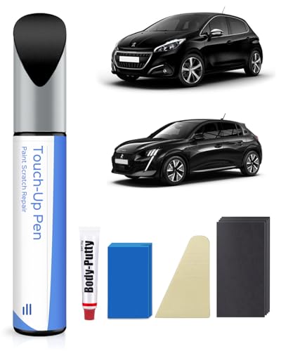 KTV Noir Perla Nera Ausbesserungsfarbe Kit für Peugeot Exakte Übereinstimmung – Ausbesserung von Kratzern und Abplatzungen von PARTS4EV